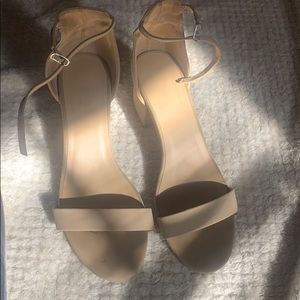 Strappy nude mini heels